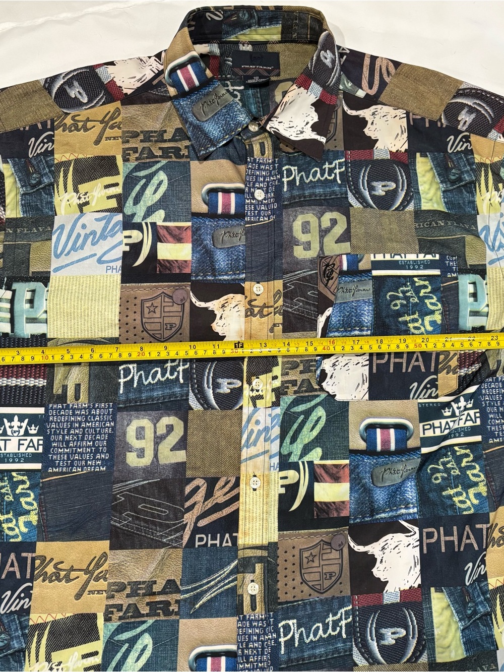 VTG Phat Farm Button Up Shirt Mens XXL Long Sleeve All Over Print Hip Hop Y2K 90 - Picture 7 of 10